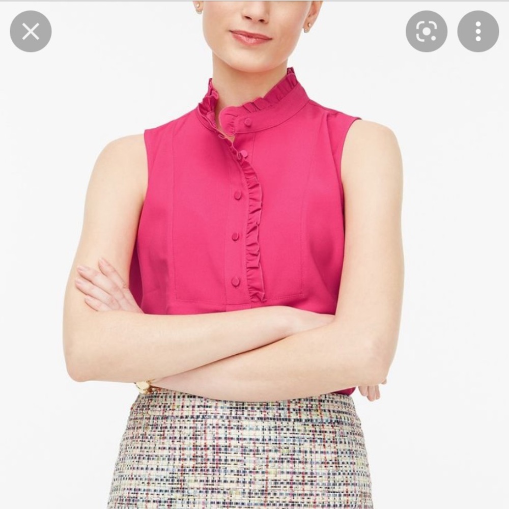 J. Crew High Neck Ruffle Pink Sleeveless Blouse - Size 00